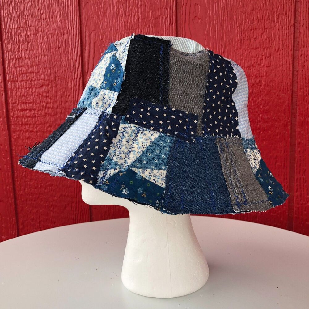 Denim and Blue Quilt - One of One Upcycled Bucket Hat